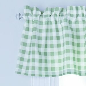 NEW..Mint Checkered Kitchen Curtains